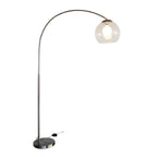 Oriel Lighting OVER Large Arc Floor Lamp with Acrylic Shade Antique Brass