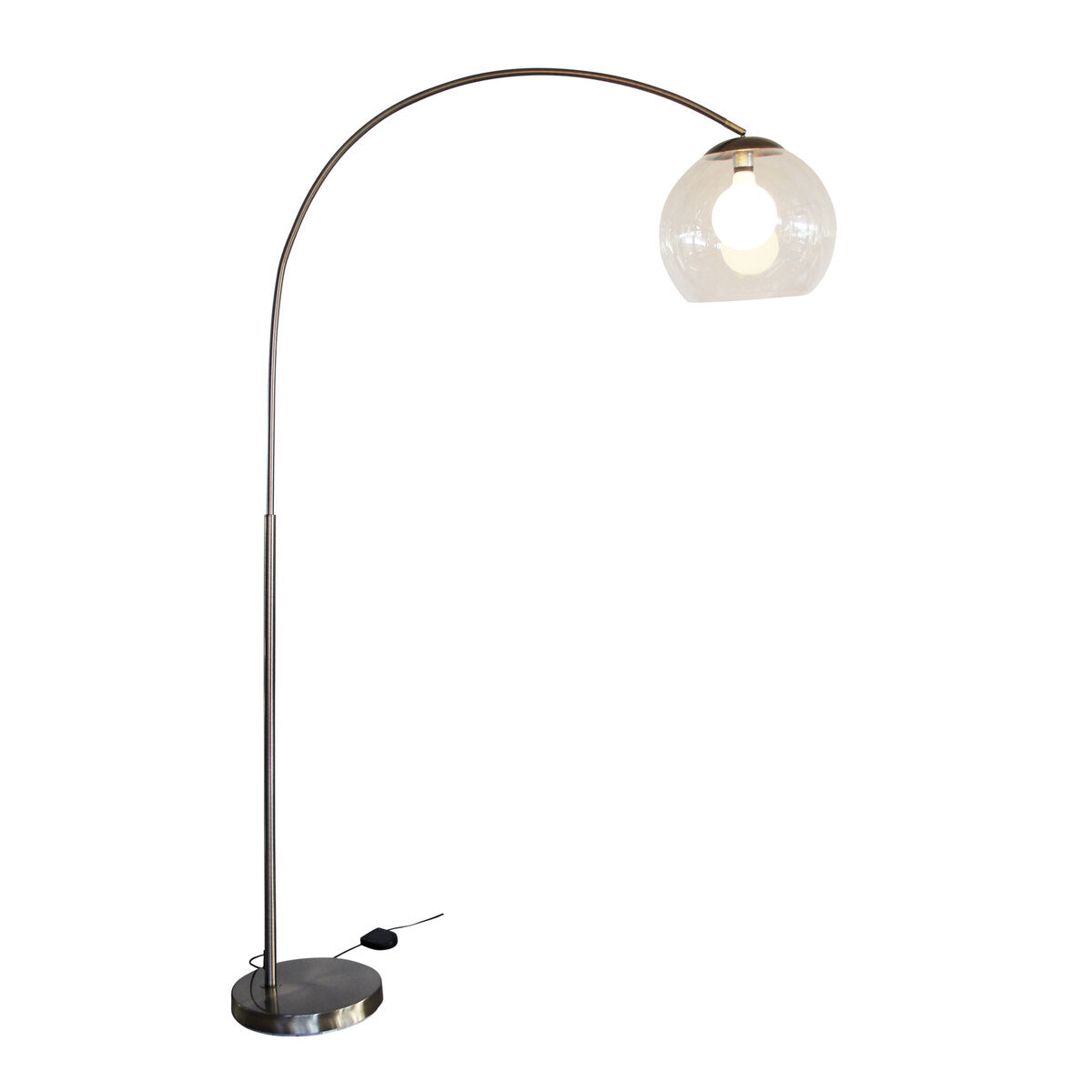 Oriel Lighting OVER Large Arc Floor Lamp with Acrylic Shade Antique Brass