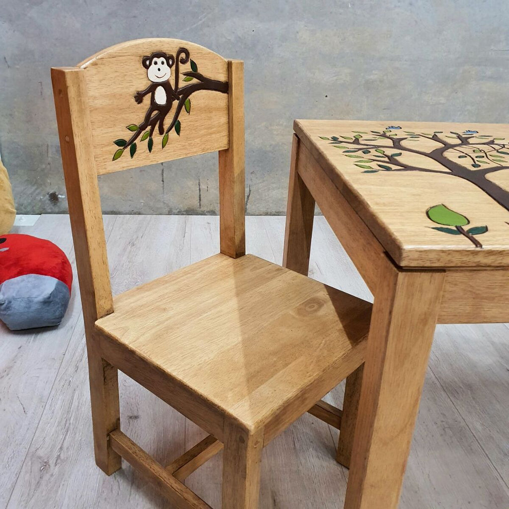 "Monkey Land" Kids Wooden Table and Chairs Set