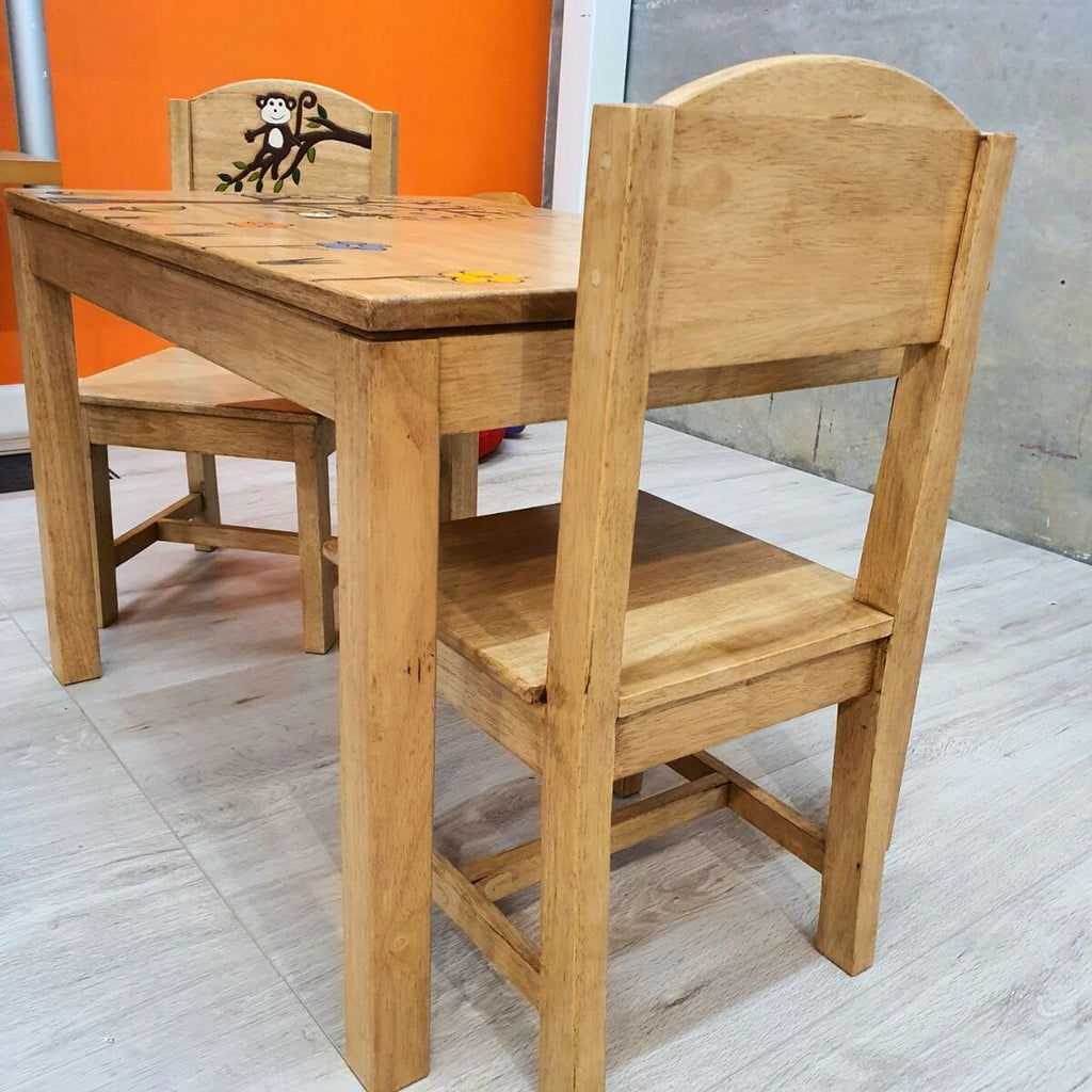 "Monkey Land" Kids Wooden Table and Chairs Set
