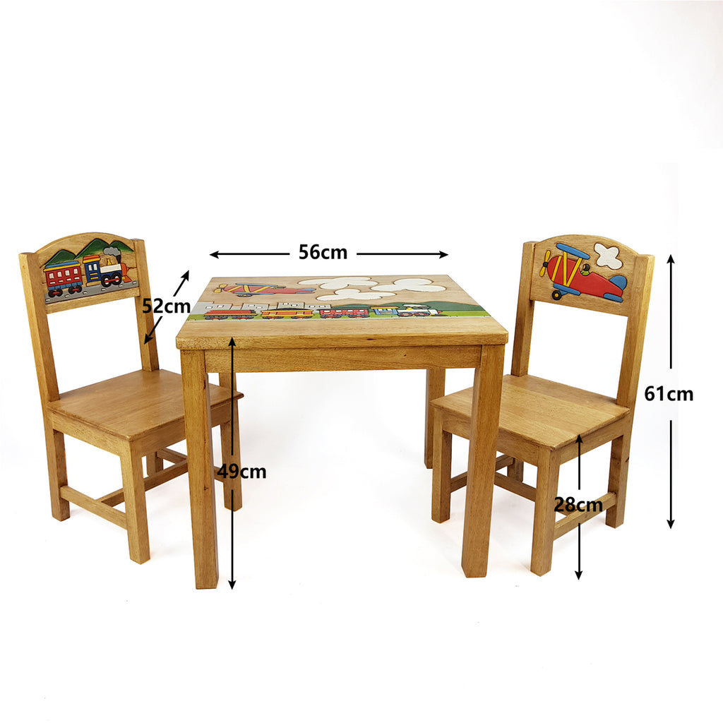 Airplane Design Kids Wooden Table Chairs Set