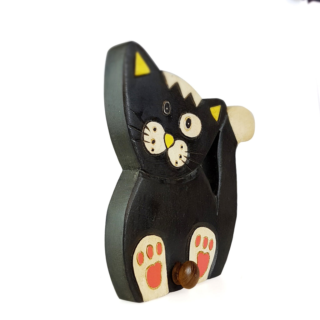 Wooden Wall Hooks Cat