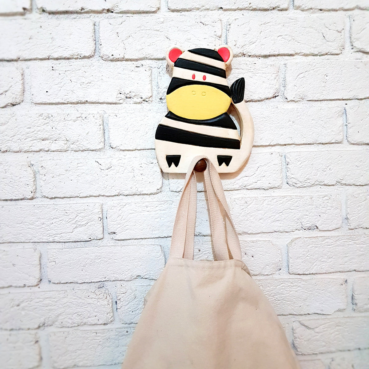 Wooden Wall Hooks Zebra