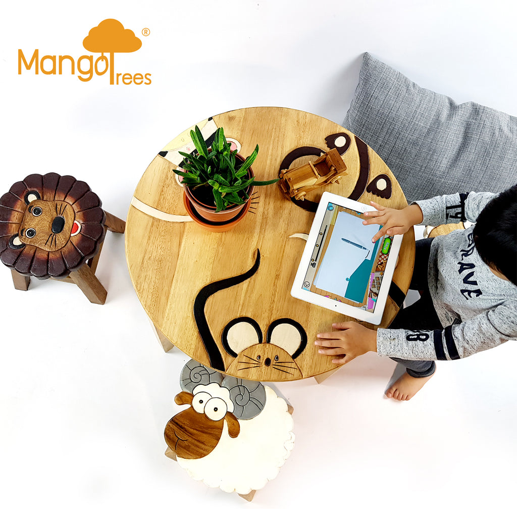 Kids Wooden Table Mix Animal Tails
