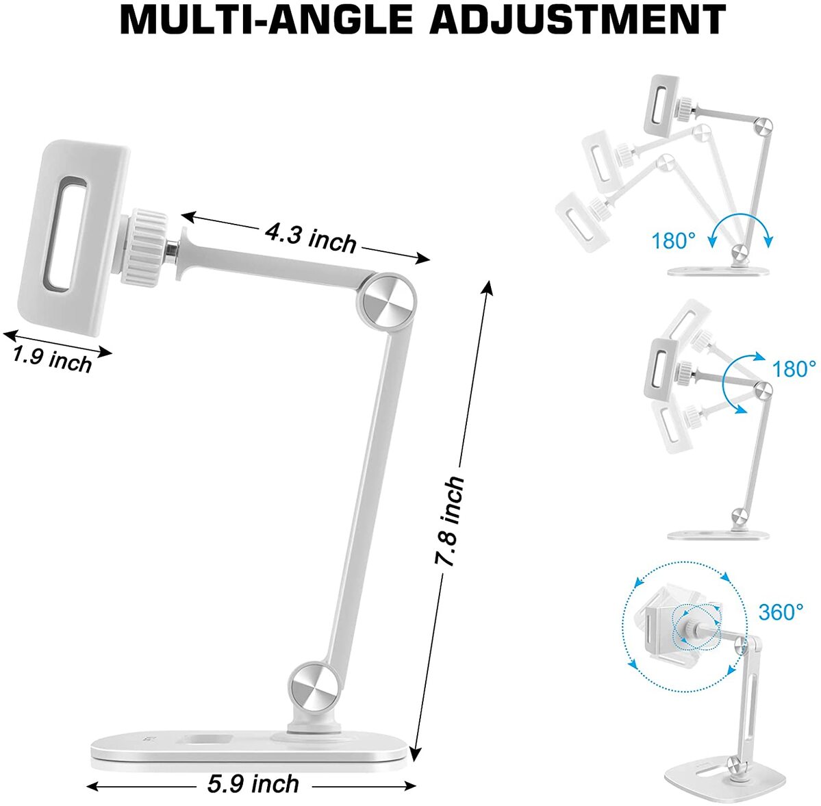 UNIVERSAL Tablet Phone Stand Mount Holder COMPATIBILITY in Silver