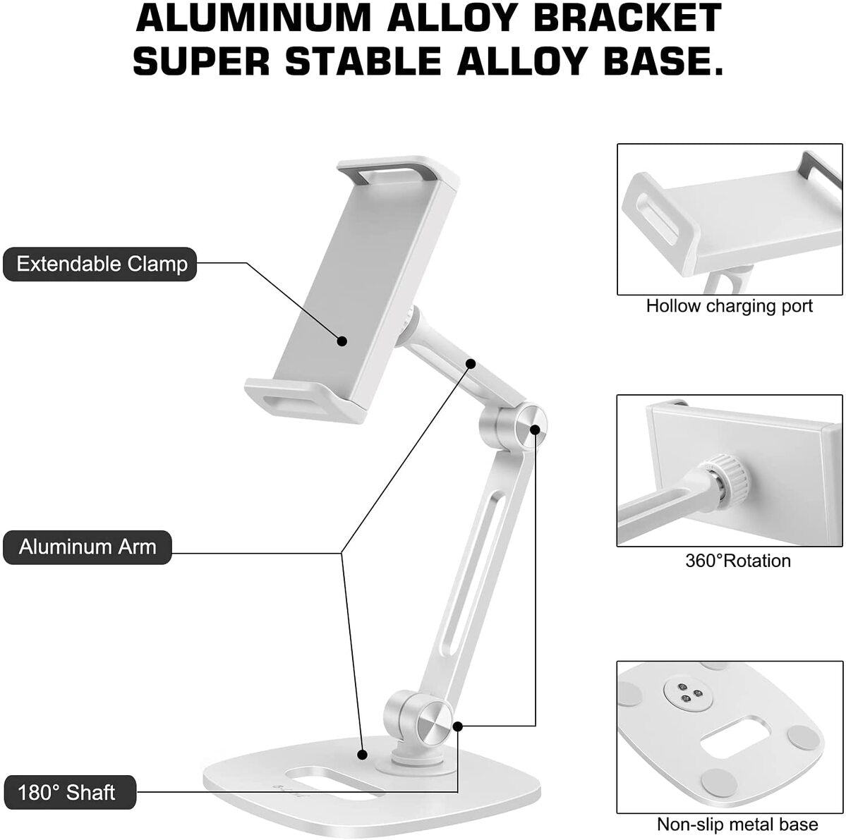 UNIVERSAL Tablet Phone Stand Mount Holder COMPATIBILITY in Silver