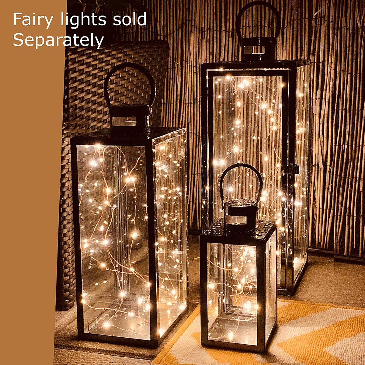 Floor Lantern Set of 3 Candle Holder Stainless Steel SQ