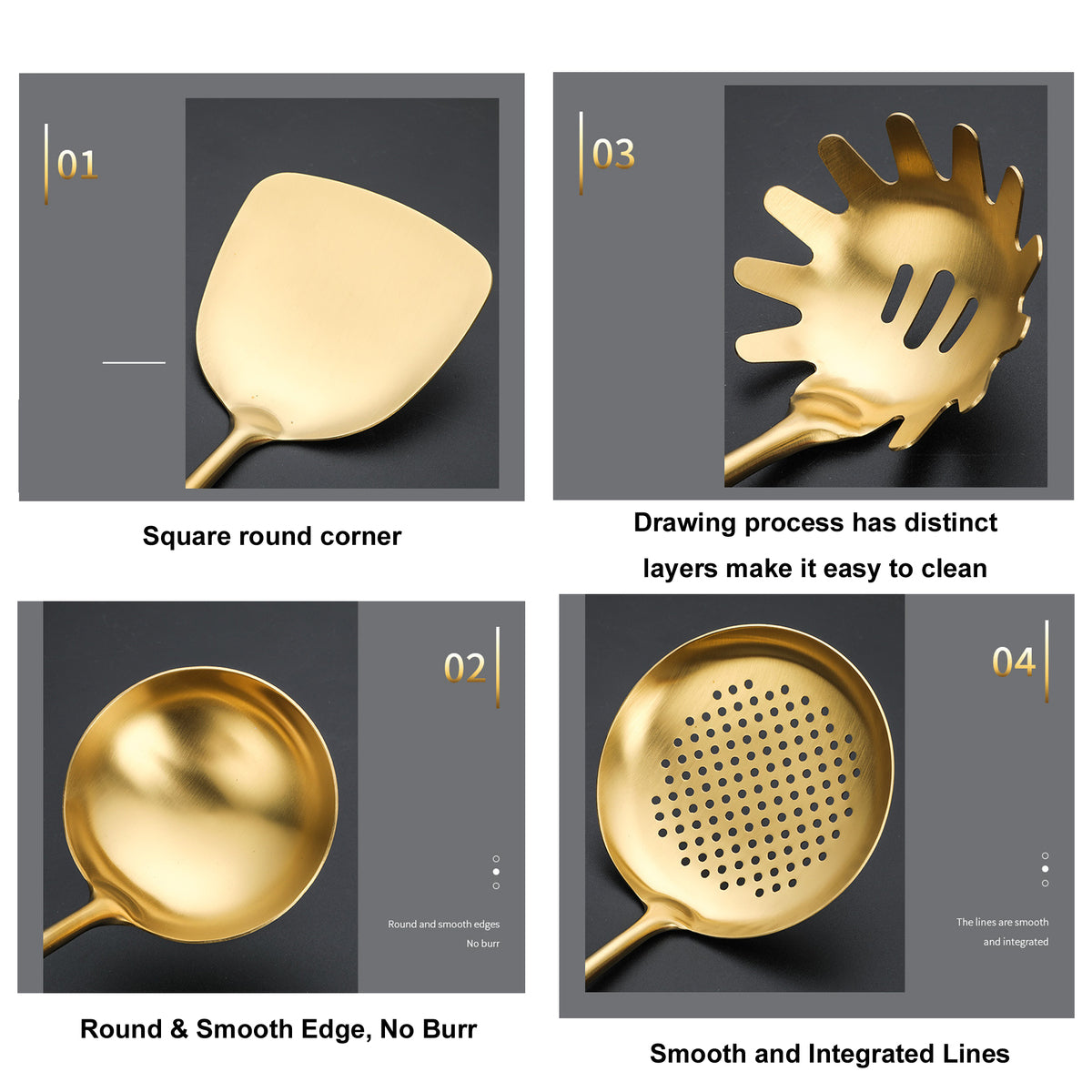 [MANGO TREES] Kitchen Utensils Stainless Steel in Gold Set of 7 w/ gift box