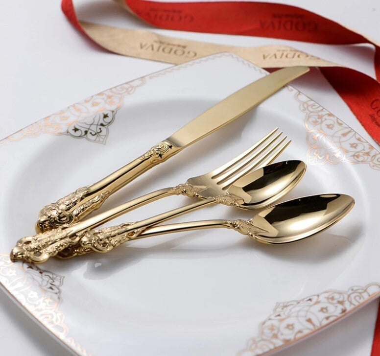 "Harriett" Luxury Cutlery Set of 24 in gold