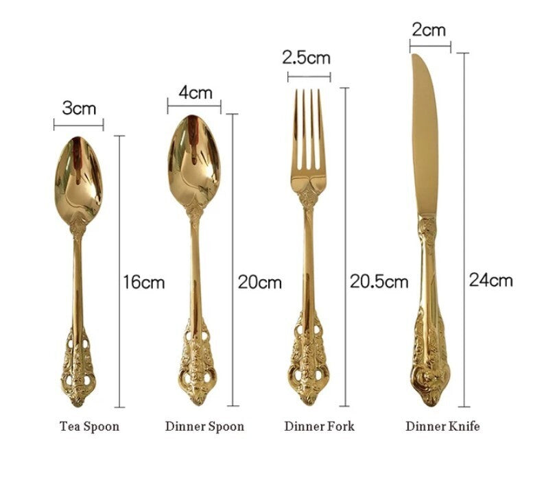 "Harriett" Luxury Cutlery Set of 24 in gold