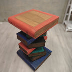 "Book Stack" Side Table/Corner Table/Stool Antique Finish Raintree Wood