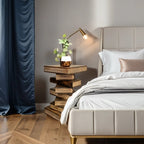 "Book Stack" Bedside Table/Corner End Table/ Raintree Wood Natural Finish