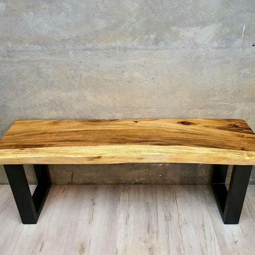"Bungalow' Live Edge Wooden Bench Solid Raintree Wood (120cm)