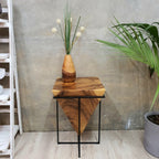 "Pyramid" Side Table/Corner Stool/Plant Stand Raintree Wood Natural Finish