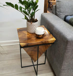 "Pyramid" Side Table/Corner Stool/Plant Stand Raintree Wood Natural Finish