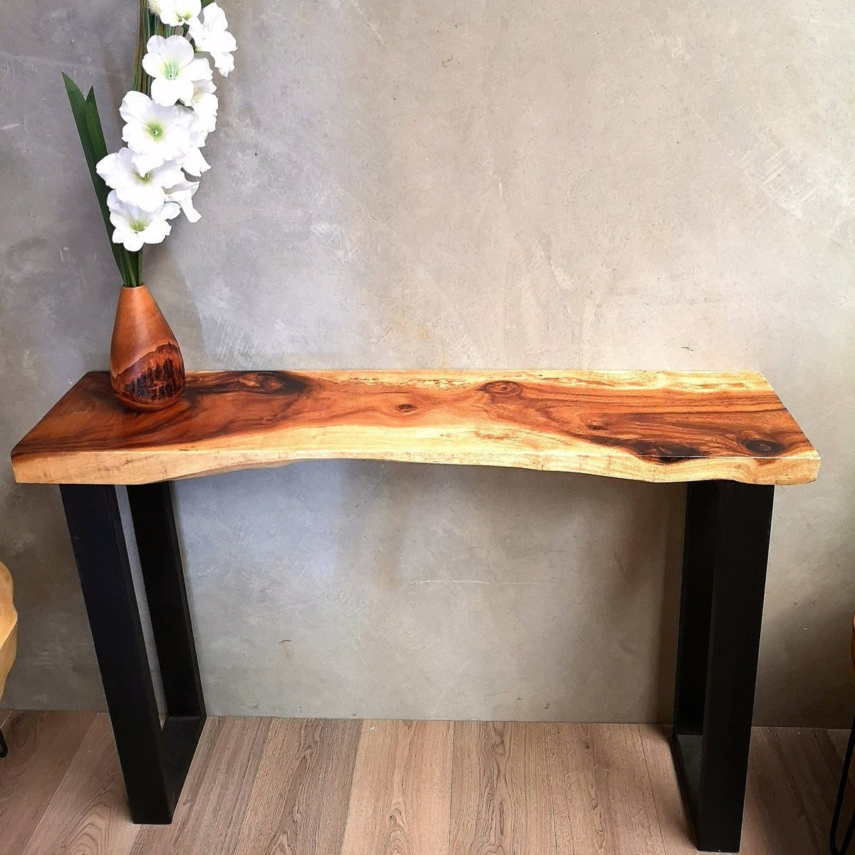 [100cm] "Bungalow" Console/Hallway Table Live Edge Solid Raintree Wood