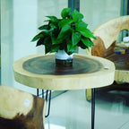 Round Raintree Wood Live Edge Coffee Table 65cm Diameter 45cm Tall