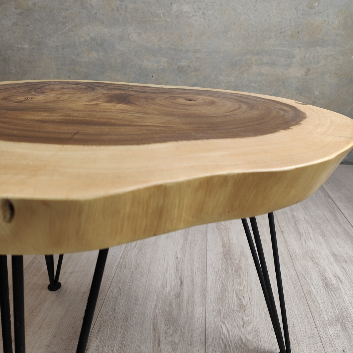 Round Raintree Wood Live Edge Coffee Table 65cm Diameter 45cm Tall
