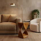 "The Twist" Raintree Wood Side Table/Corner Table/Planet Stand NB Finish