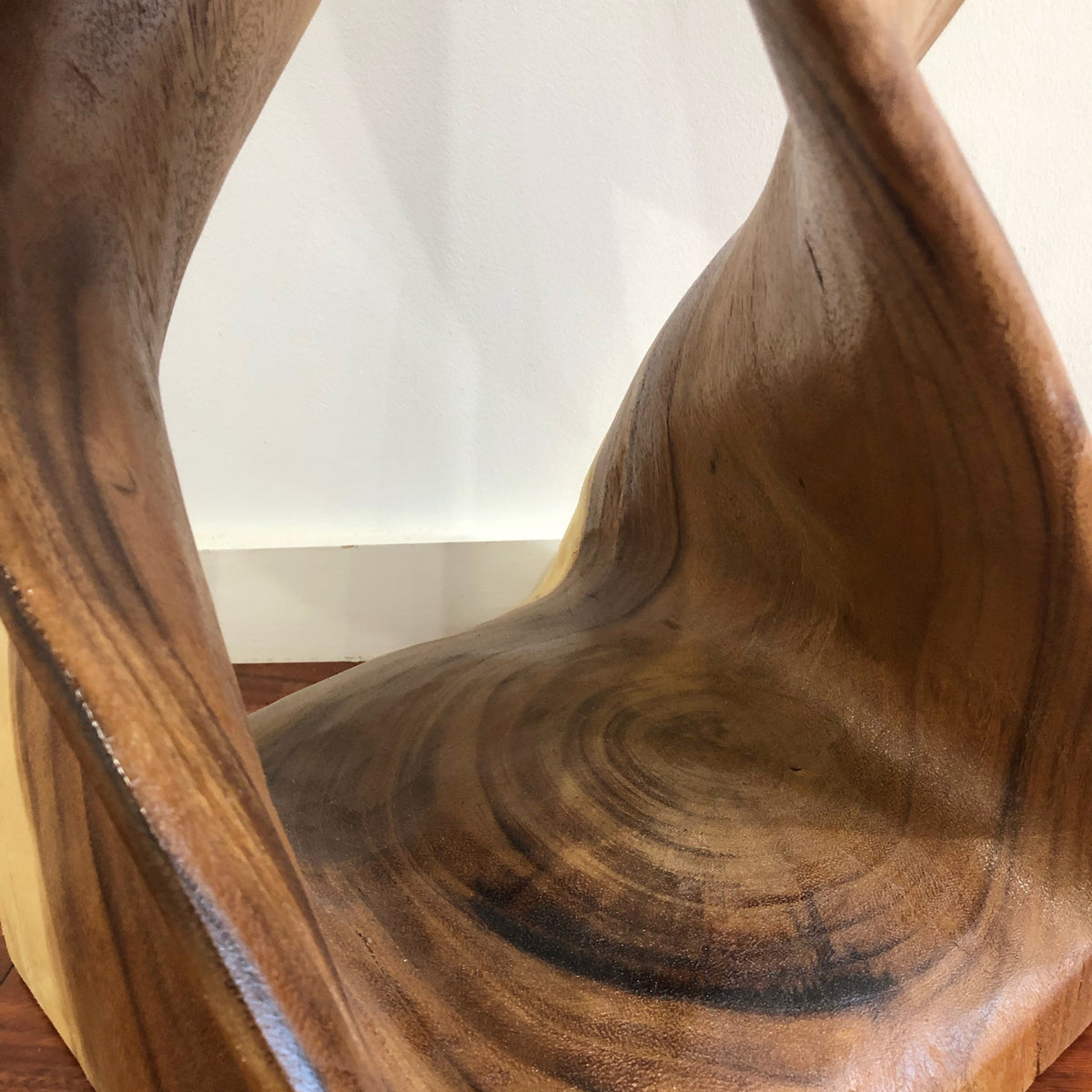 "The Twist" Raintree Wood Side Table/Corner Table/Planet Stand Clear Finish