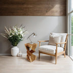 "The Twist" Raintree Wood Side Table/Corner Table/Planet Stand Clear Finish