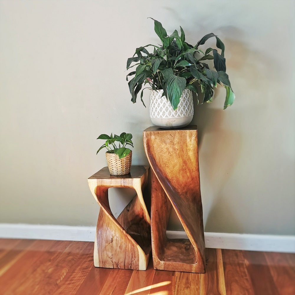 Twisted Stool 76cm Raintree Wood Side Table/Corner Table/Bar stool Natural finish