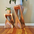 Twisted Stool 76cm Raintree Wood Side Table/Corner Table/Bar stool Natural finish