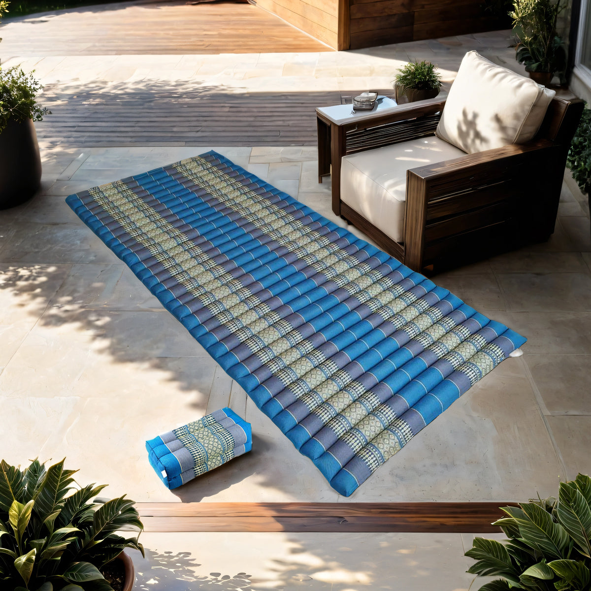 Roll Up Foldable Mattress + Pillow Block Set