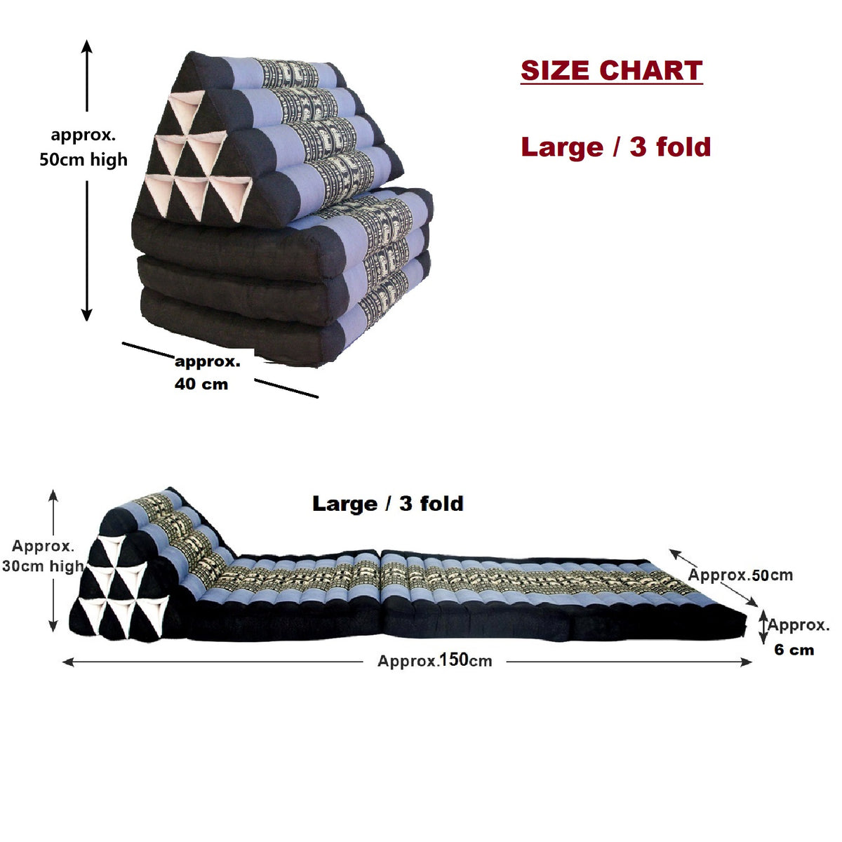 [Large] Thai Triangle Foldable Floor Mattress Daybed