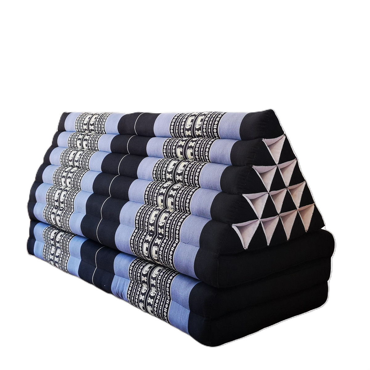 XL Thai Triangle Pillow Daybed THREE FOLDS Blue Elephant