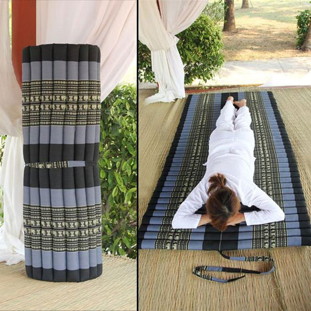 [180cm x 77cm] Roll Up Foldable Mattress Thai Kapok Filled Camping Bed