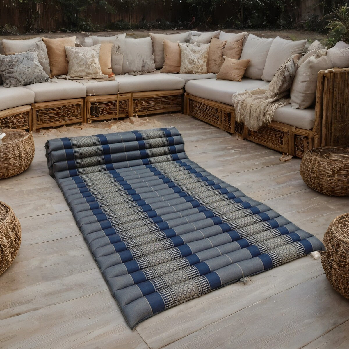 [180cm x 77cm] Roll Up Foldable Mattress Thai Kapok Filled Camping Bed