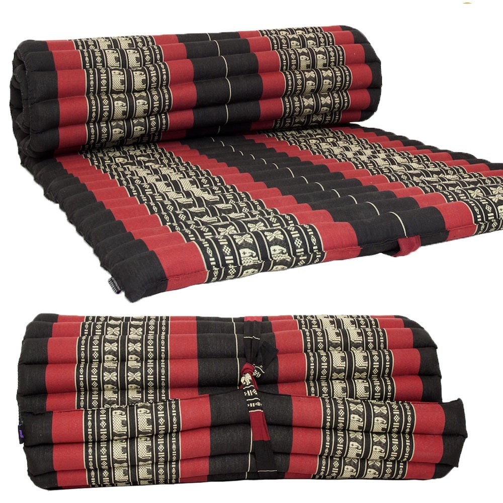 [180cm x 77cm] Roll Up Foldable Mattress Thai Kapok Filled Camping Bed