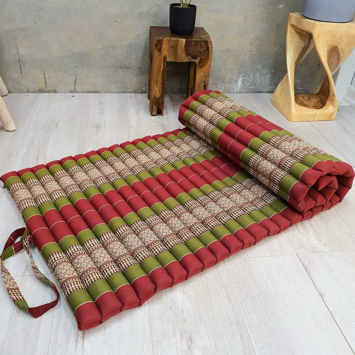 [180cm x 77cm] Roll Up Foldable Mattress Thai Kapok Filled Camping Bed