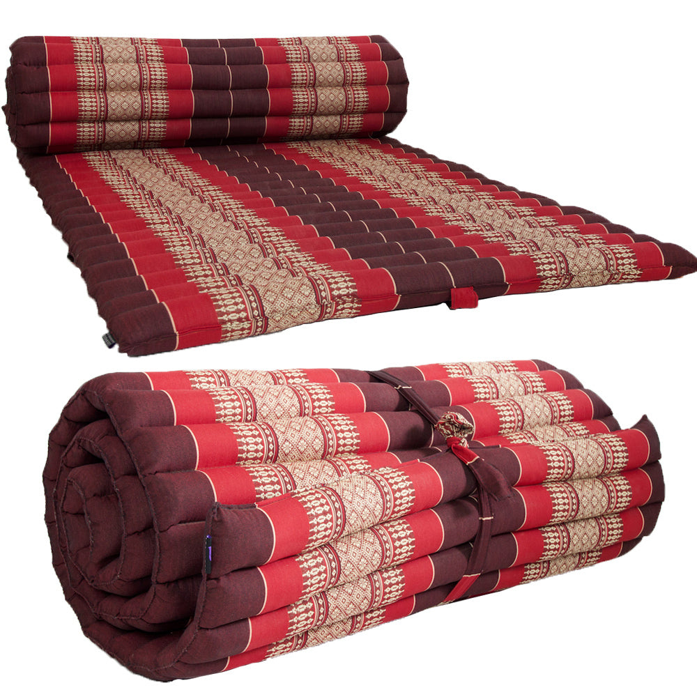 [180cm x 77cm] Roll Up Foldable Mattress Thai Kapok Filled Camping Bed