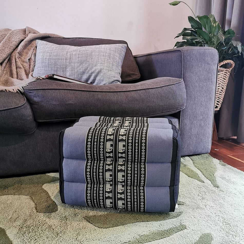 Ottoman Pouf 40cm Thai Fabric Natural Kapok Filled