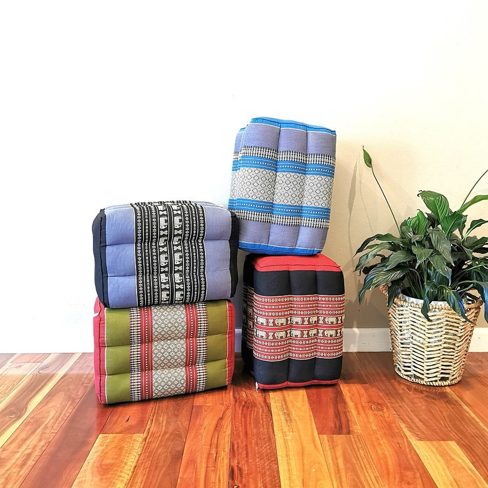 Ottoman Pouf 40cm Thai Fabric Natural Kapok Filled