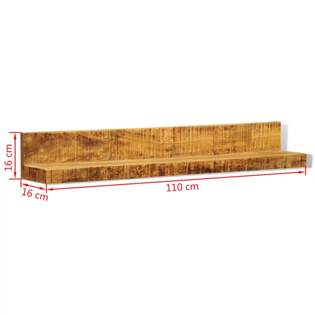 "Crestwood" Set of 2 Mango Wood Wall Shelves