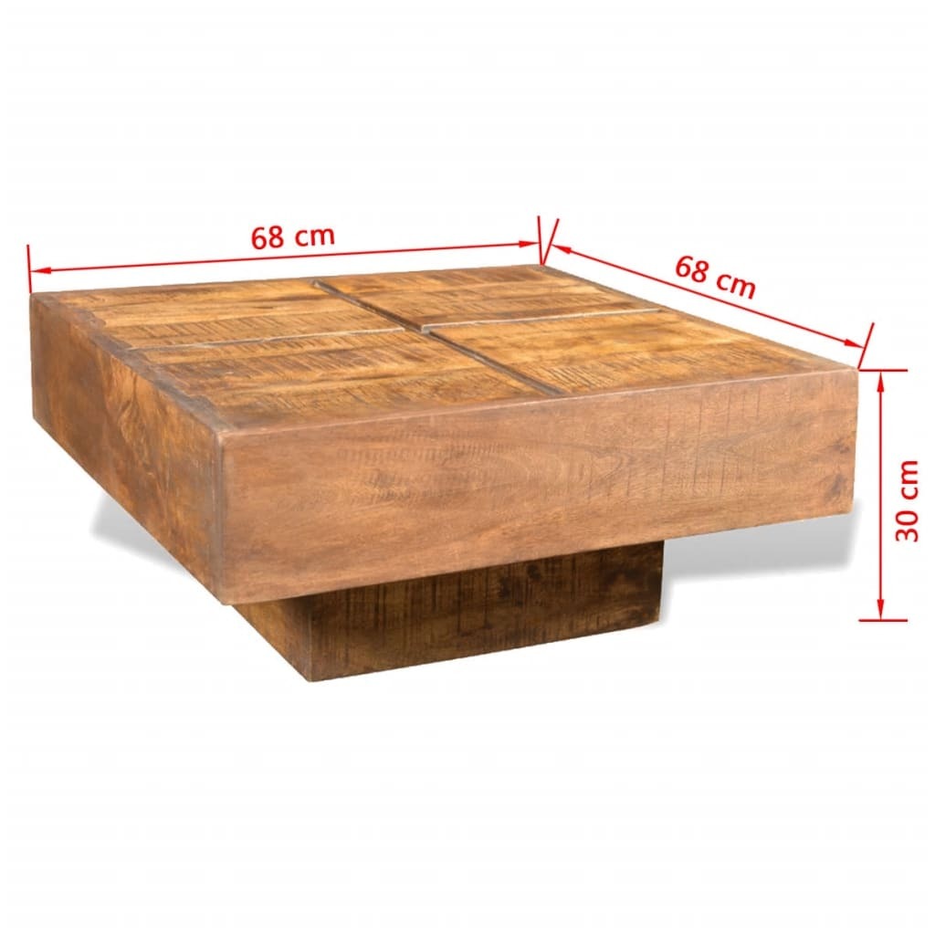 "Manor" Coffee Table Rough Finish Solid Mango Wood 68cm