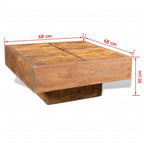 "Manor" Coffee Table Rough Finish Solid Mango Wood 68cm