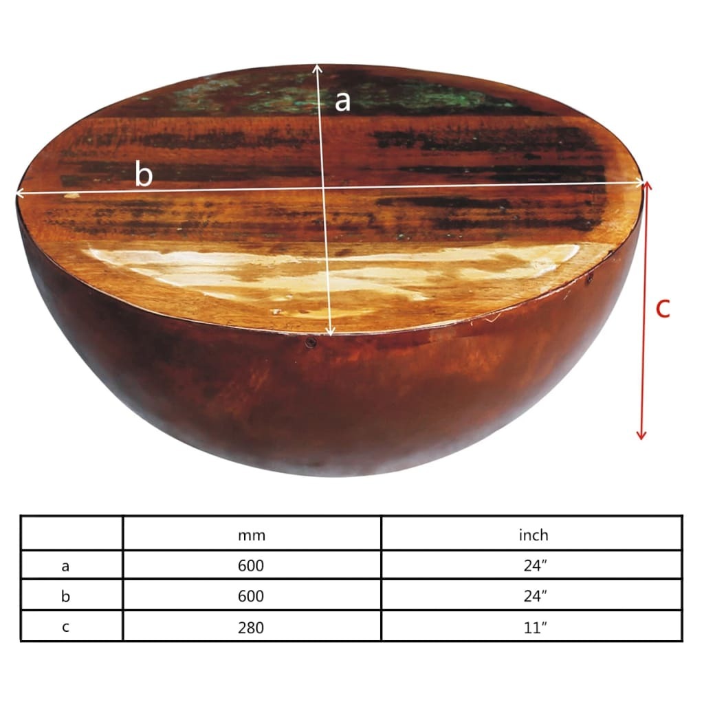 "Alex" Bowl Shape Wooden Coffee Table