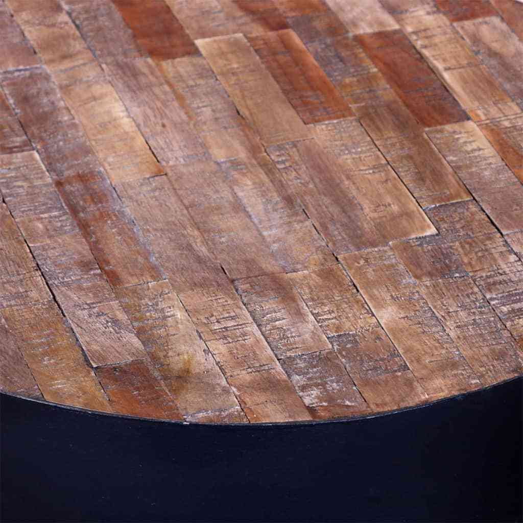 "Allandale" Teak Wood Side/End Table with Round Top and Metal Legs