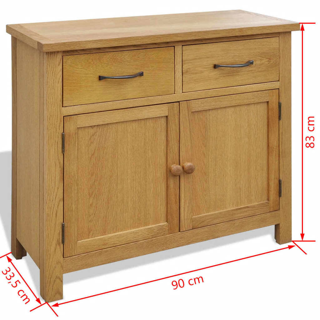 Rustic Oak Buffet Table with Ample Storage 90cm