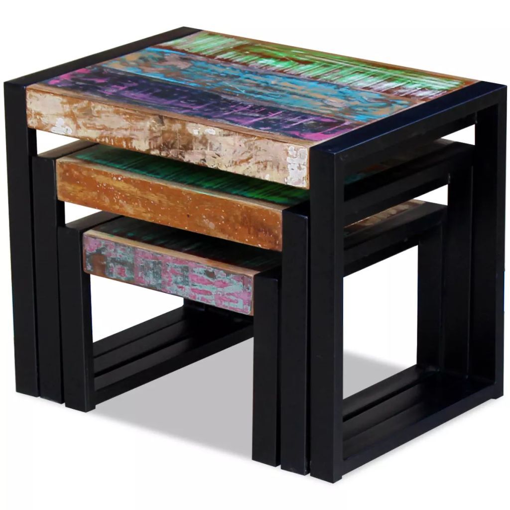 Solid Reclaimed Wood Nesting Tables Of 3