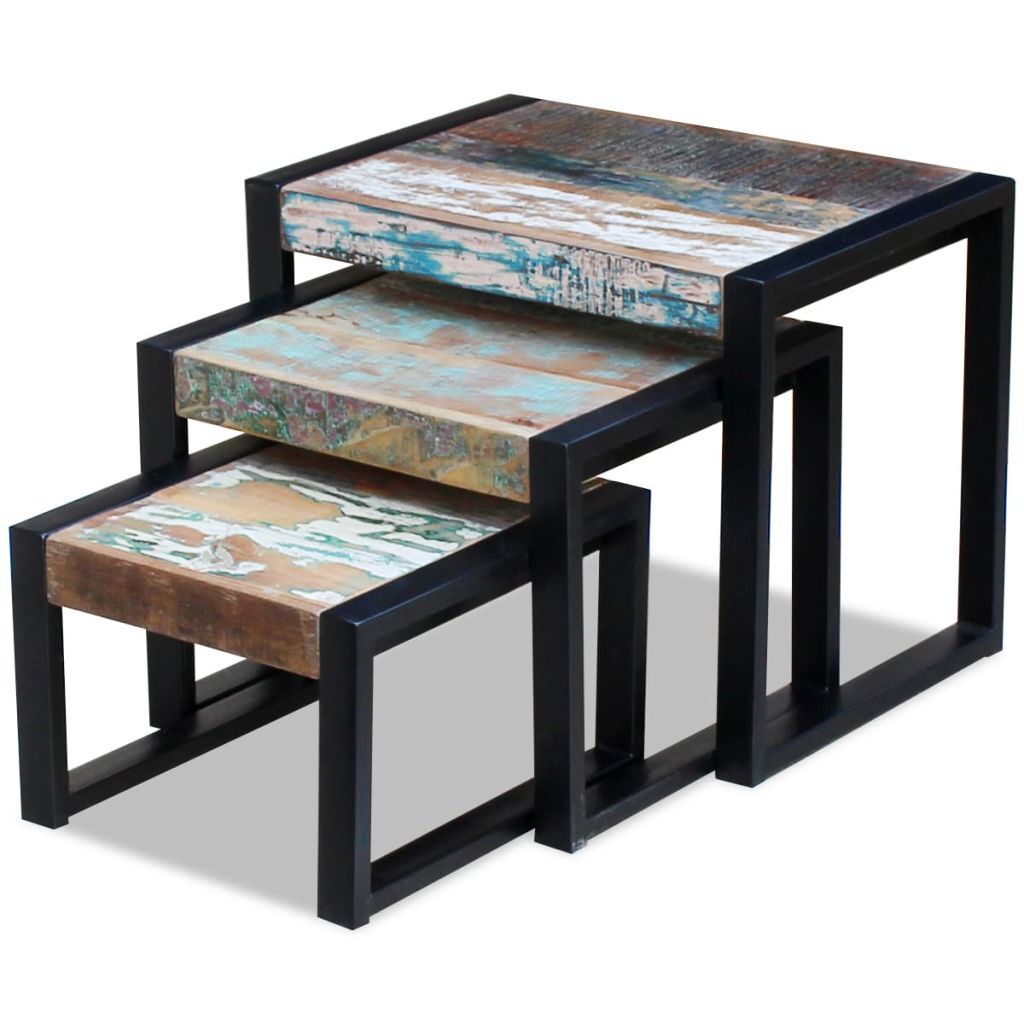 Solid Reclaimed Wood Nesting Tables Of 3