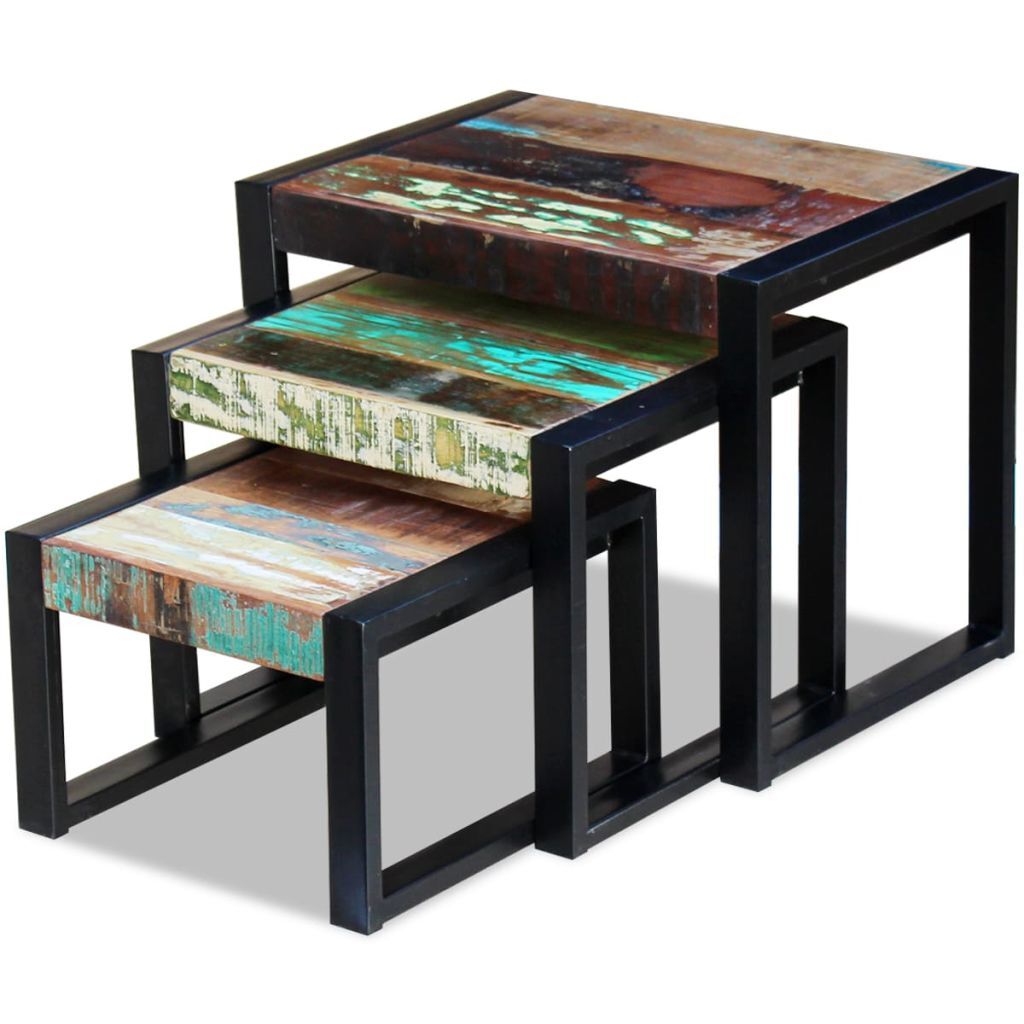 Solid Reclaimed Wood Nesting Tables Of 3