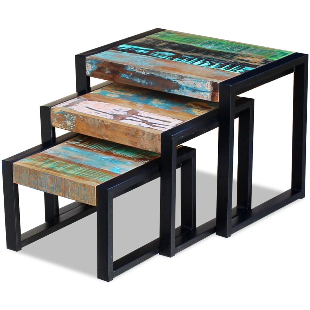 Solid Reclaimed Wood Nesting Tables Of 3