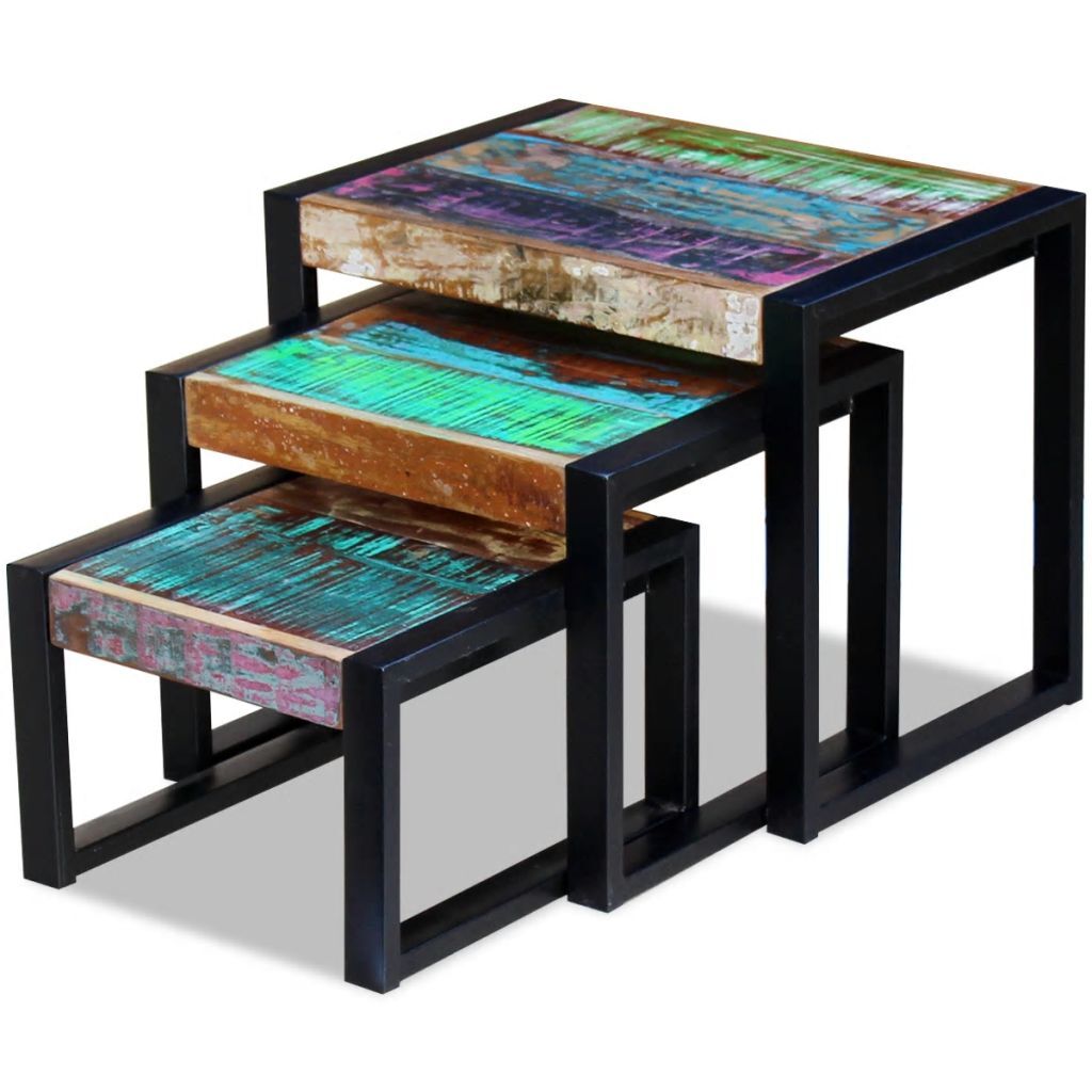Solid Reclaimed Wood Nesting Tables Of 3