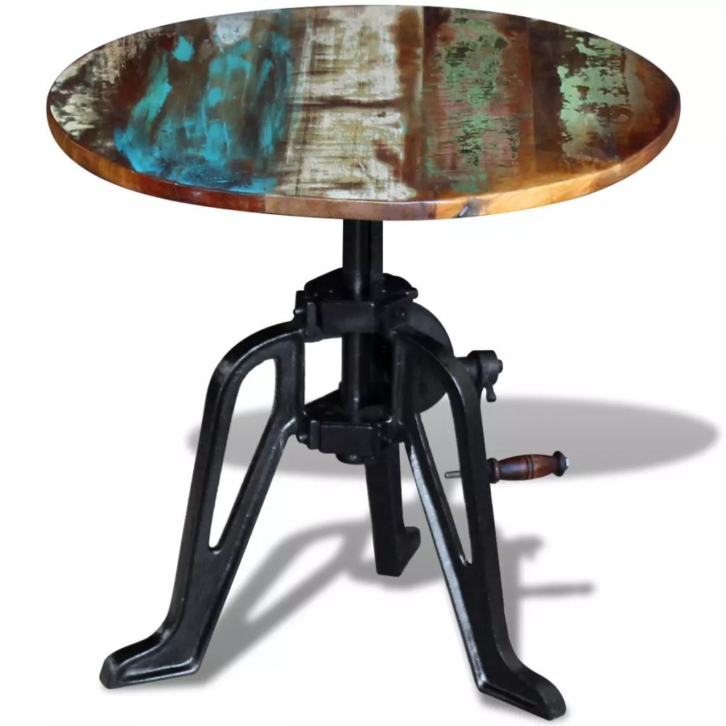 "Astrid" Solid Reclaimed Wood Corner Table Adjustable Height