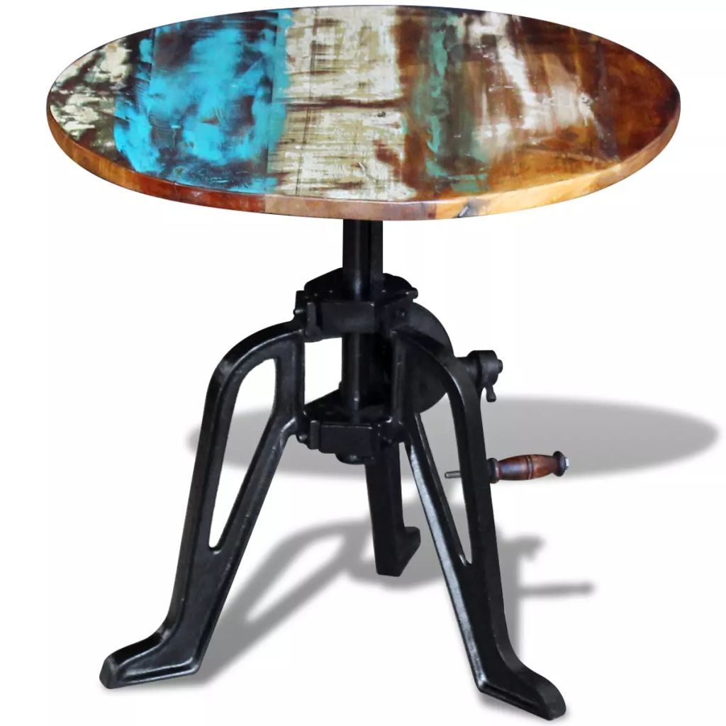 "Astrid" Solid Reclaimed Wood Corner Table Adjustable Height